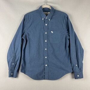 Abercrombie Fitch Chambray Shirt Mens Large Blue Button Up Long Sleeve Moose